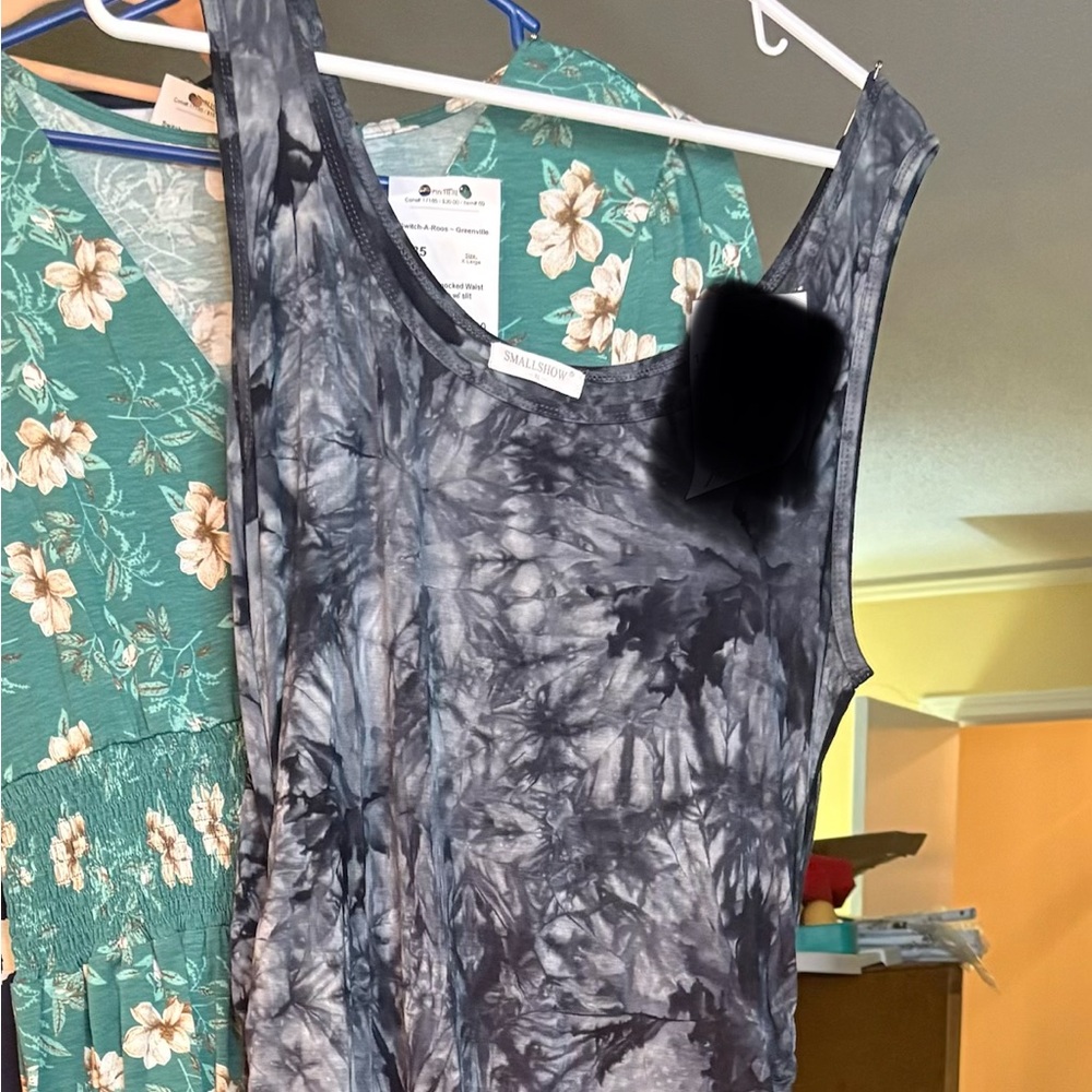 Boho Maternity Casual Tie-Dye Maxi Dress with Ruched sides & Slits on legs
